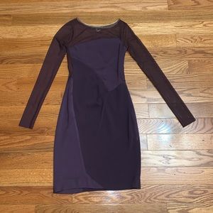 Max Azria Sheer Sleeve Plum Dress sz 0